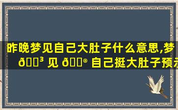 昨晚梦见自己大肚子什么意思,梦 🐳 见 💮 自己挺大肚子预示什么